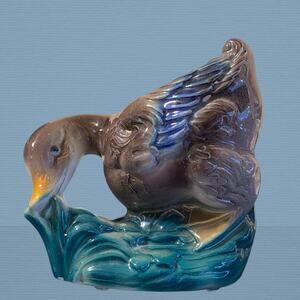 Royal Copley Duck In Grass Ceramic Planter Vase Mid Century Vintage 1950s 5 inch